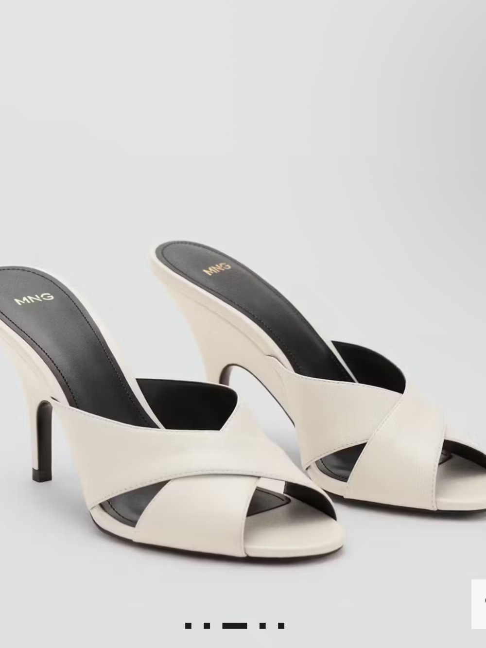 Mango Ecru Leather Cross-Strap Heeled Mule